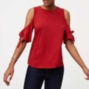 LOFT Red Cold Shoulder Tee with Ties